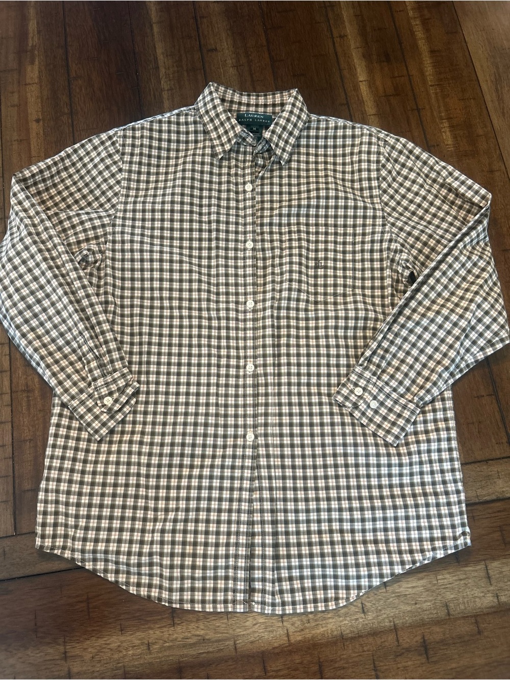 Woman’s Lauren Ralph Lauren Plaid Button Down Shirt Medium Cotton